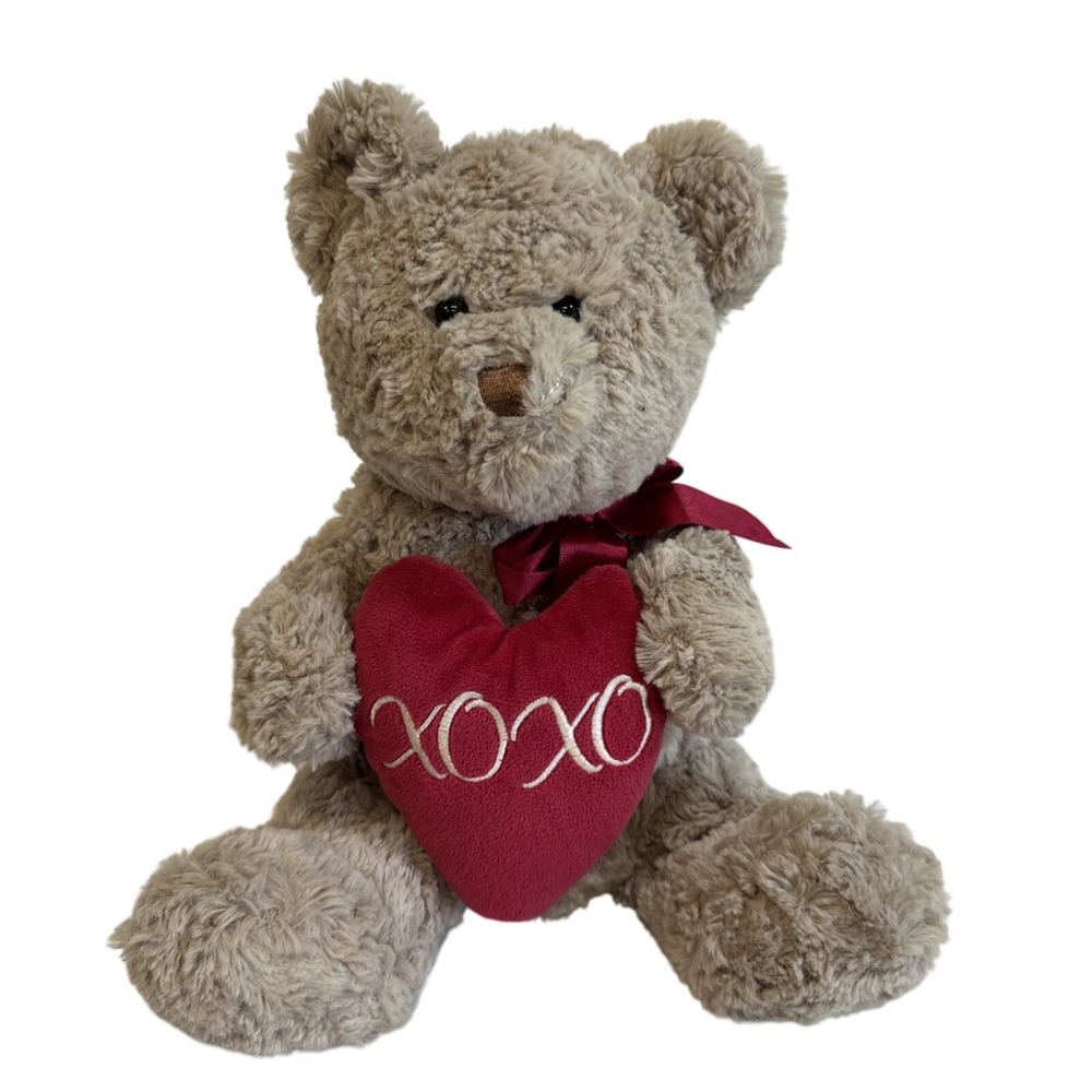 Cute Teddy Bear Plush‎ Stuffed Animal with Red XOXO Heart Valentine Gift Toy